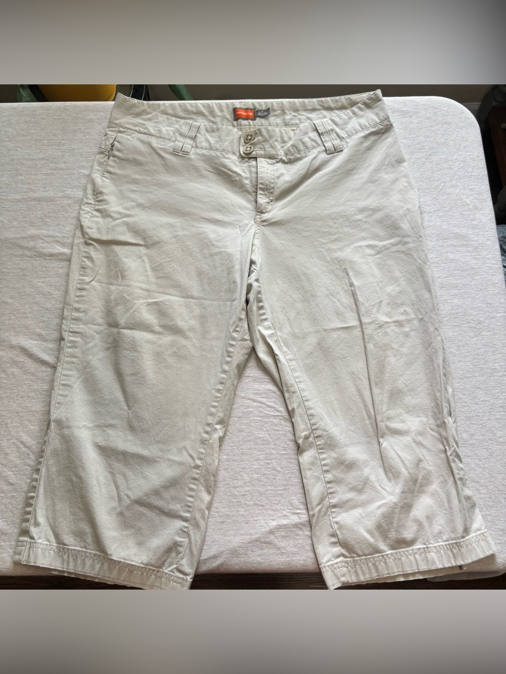 Merrell Beige Cropped Capri Pants Size 14 Stretch Cotton Casual Hiking